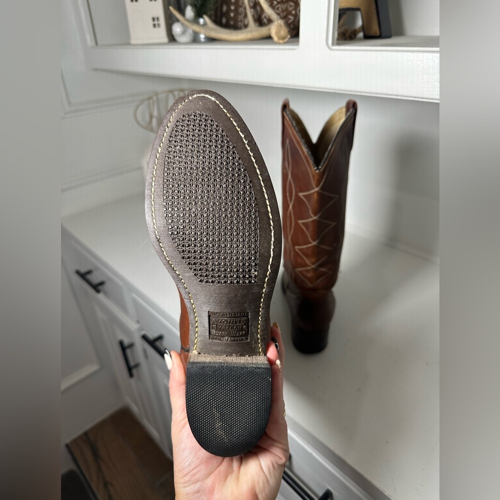 **SOLD**Vintage Acme Cowboy Boots Women 7 Brown Leather Western Boots Classic - Picture 8 of 9
